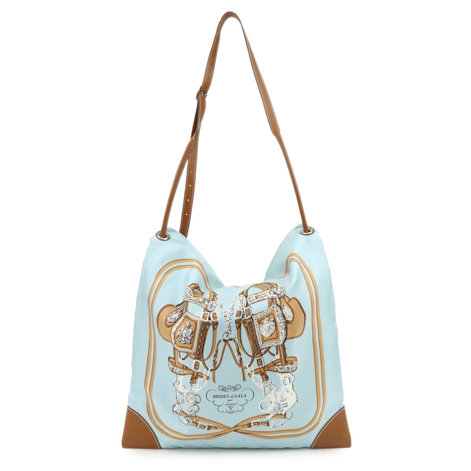 HERMES Silk Leather Silky City MM Shoulder Bag BRIDESdeGALA Blue