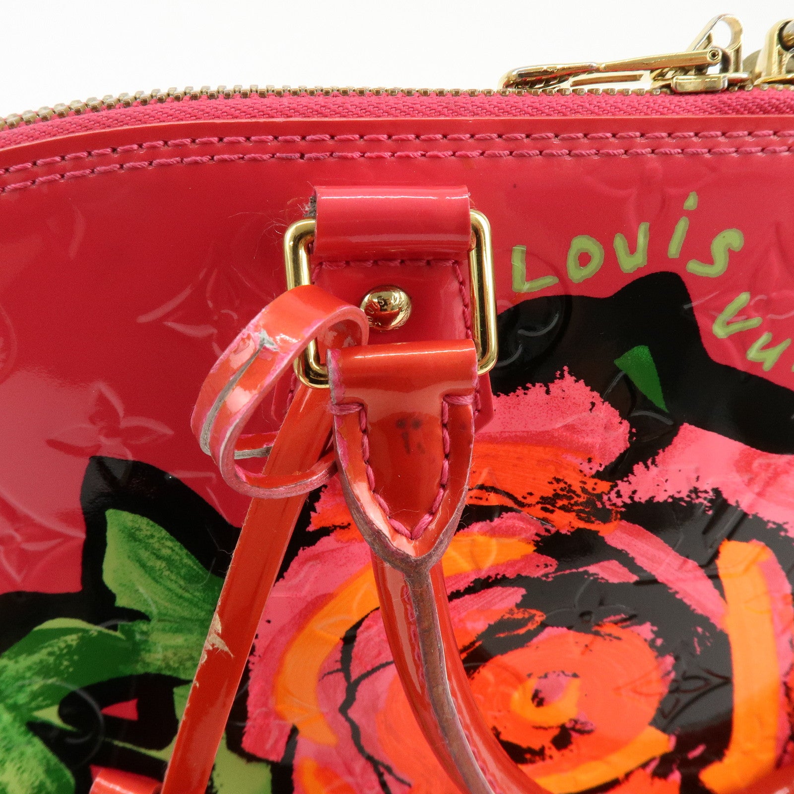 Louis Vuitton Monogram Rose Vernis Alma MM Hand Bag Rose Pop M93686