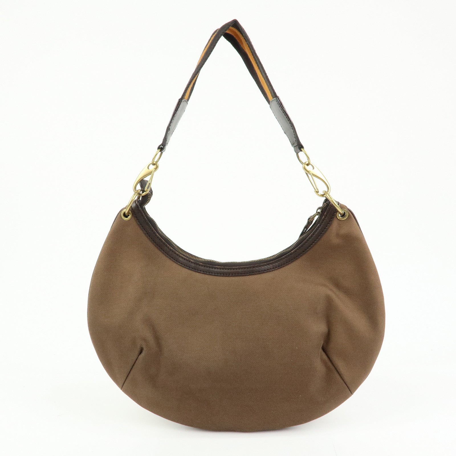 GUCCI Sherry Canvas Leather Shoulder Bag Hand Bag Borwn Orange 106663