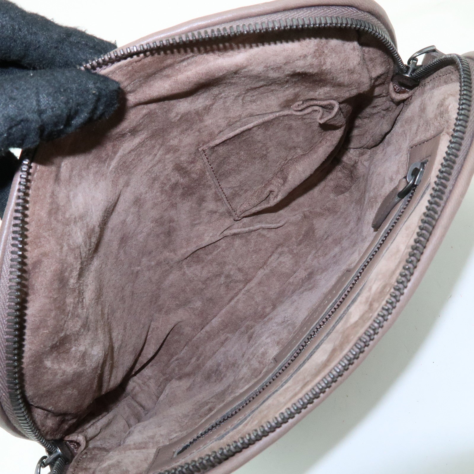 BOTTEGA VENETA Intrecciato Nodini Leather Shoulder Bag Brown