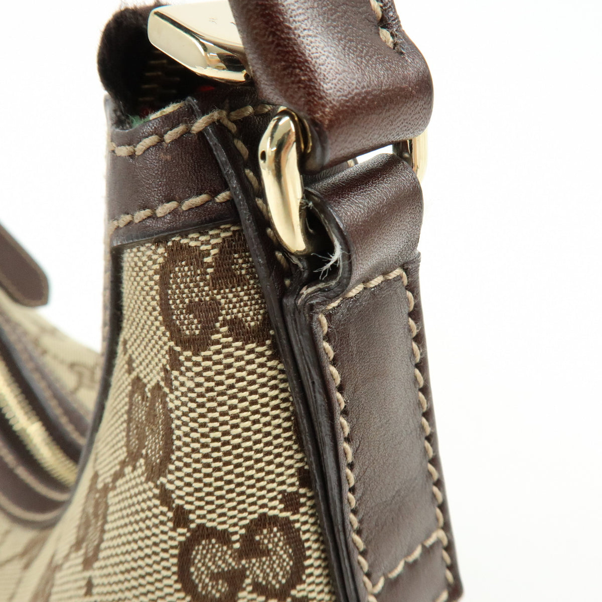 GUCCI Interlocking G Canvas Leather Shoulder Bag Hand Bag Beige Brown