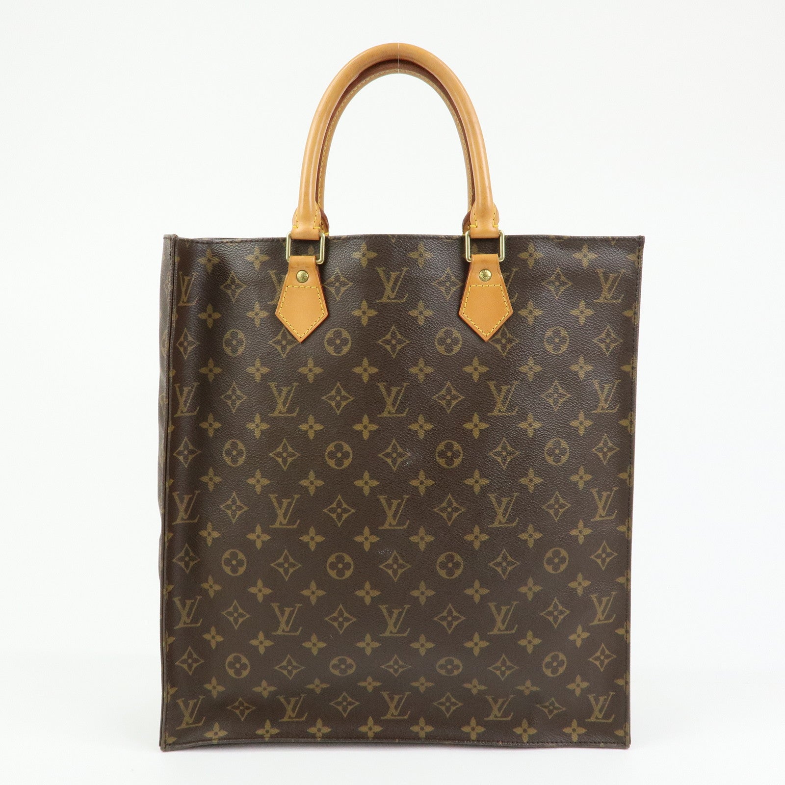 Louis Vuitton Monogram Sac Plat Tote Bag Hand Bag Brown M51140