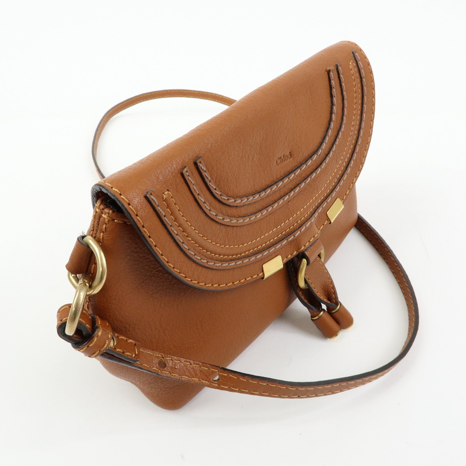 Chloe Marcie Leather Shoulder Bag Crossbody Bag Brown