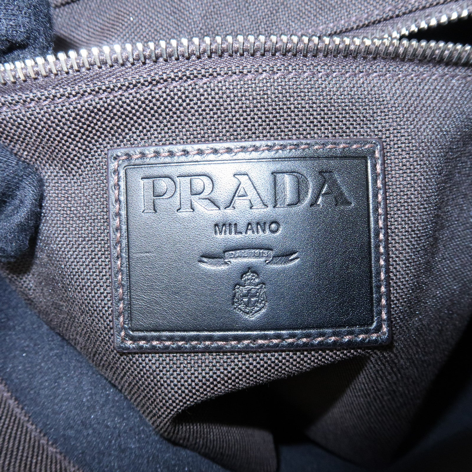PRADA Logo Jacguard Shoulder Bag Crossbody Bag Dark Brown VA0655