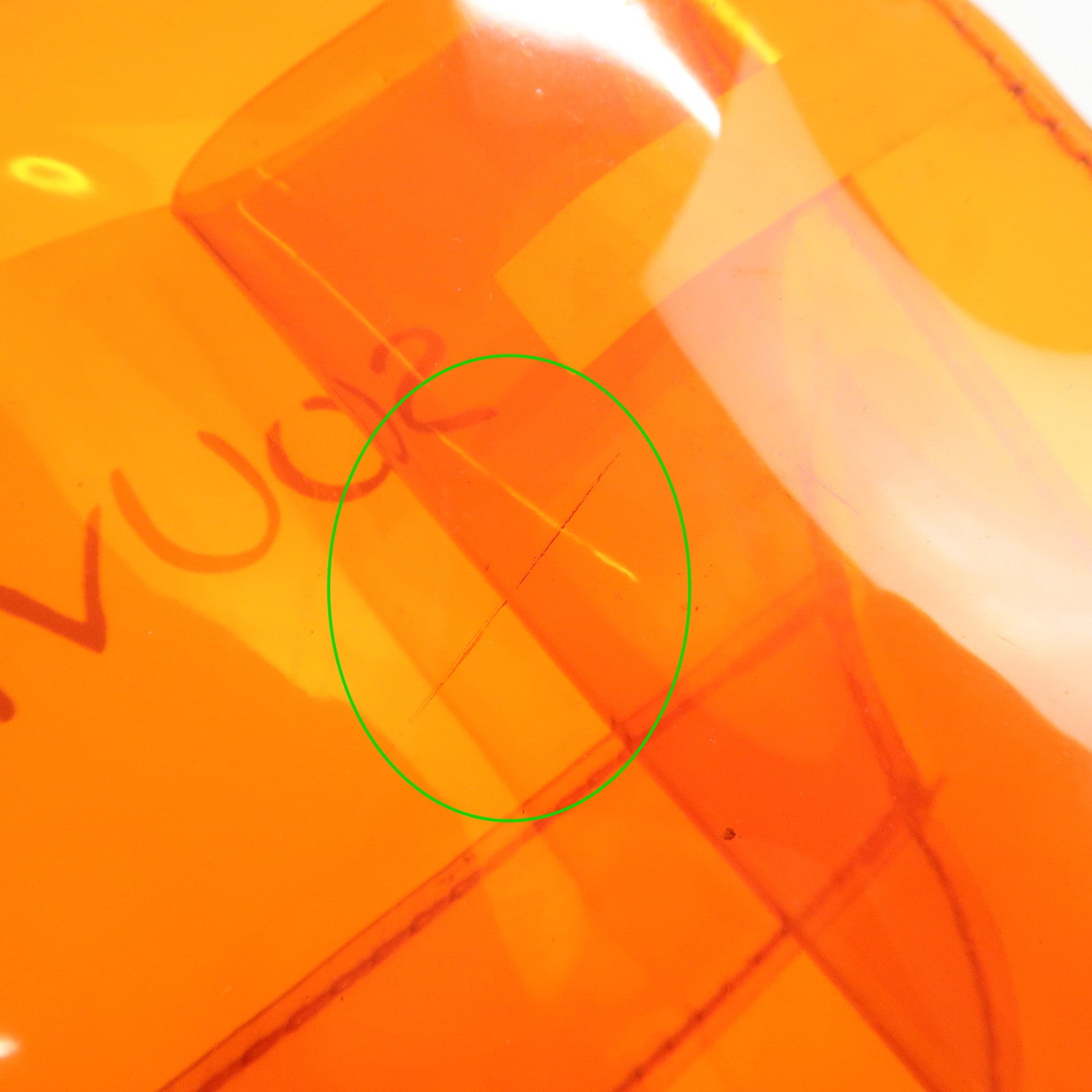 HERMES Vinyl Kelly Hand Bag Clear Orange Gold Hardware Used