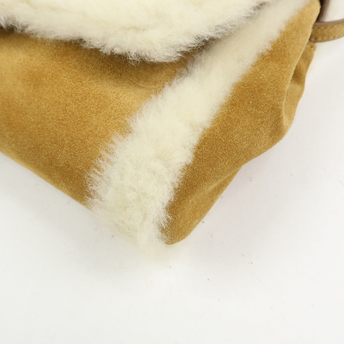 VERSACE Meduca Suede Fur 2Way Bag Hand Shoulder Bag Beige