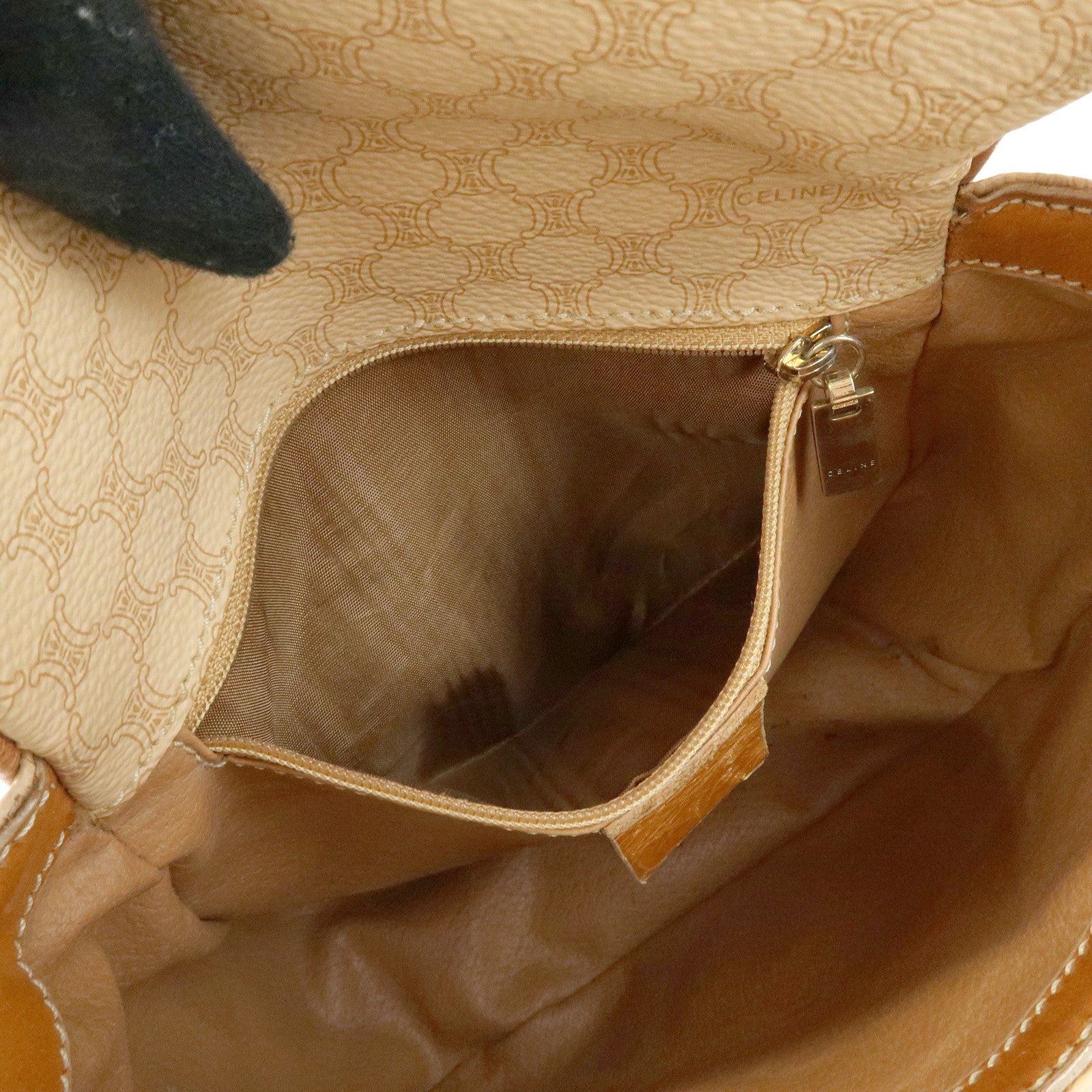 CELINE Macadam PVC Leather Shoulder Bag Crossbody Bag Beige Camel