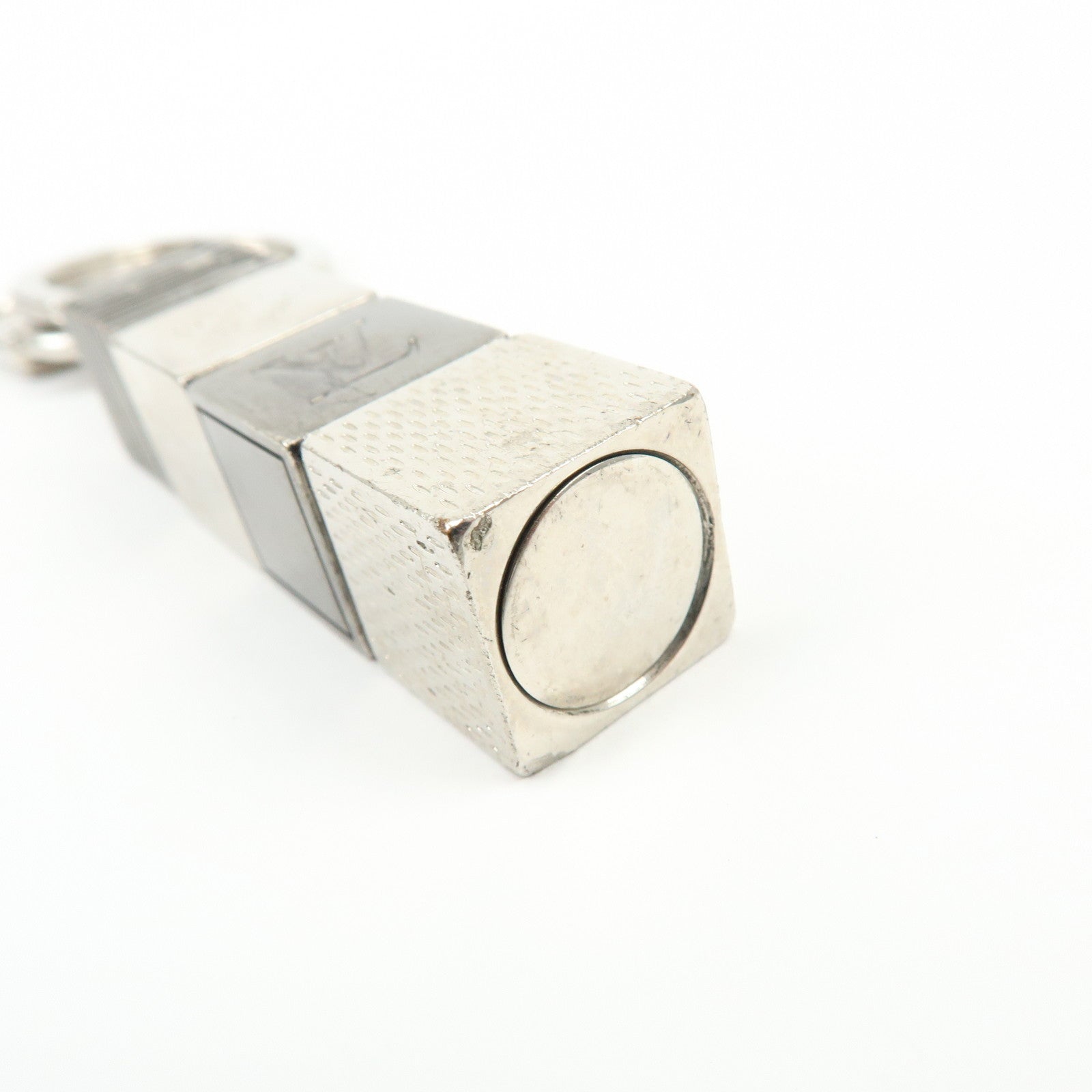 Louis Vuitton Porte Cles Cube Bag Key Charm Silver Gray M67142