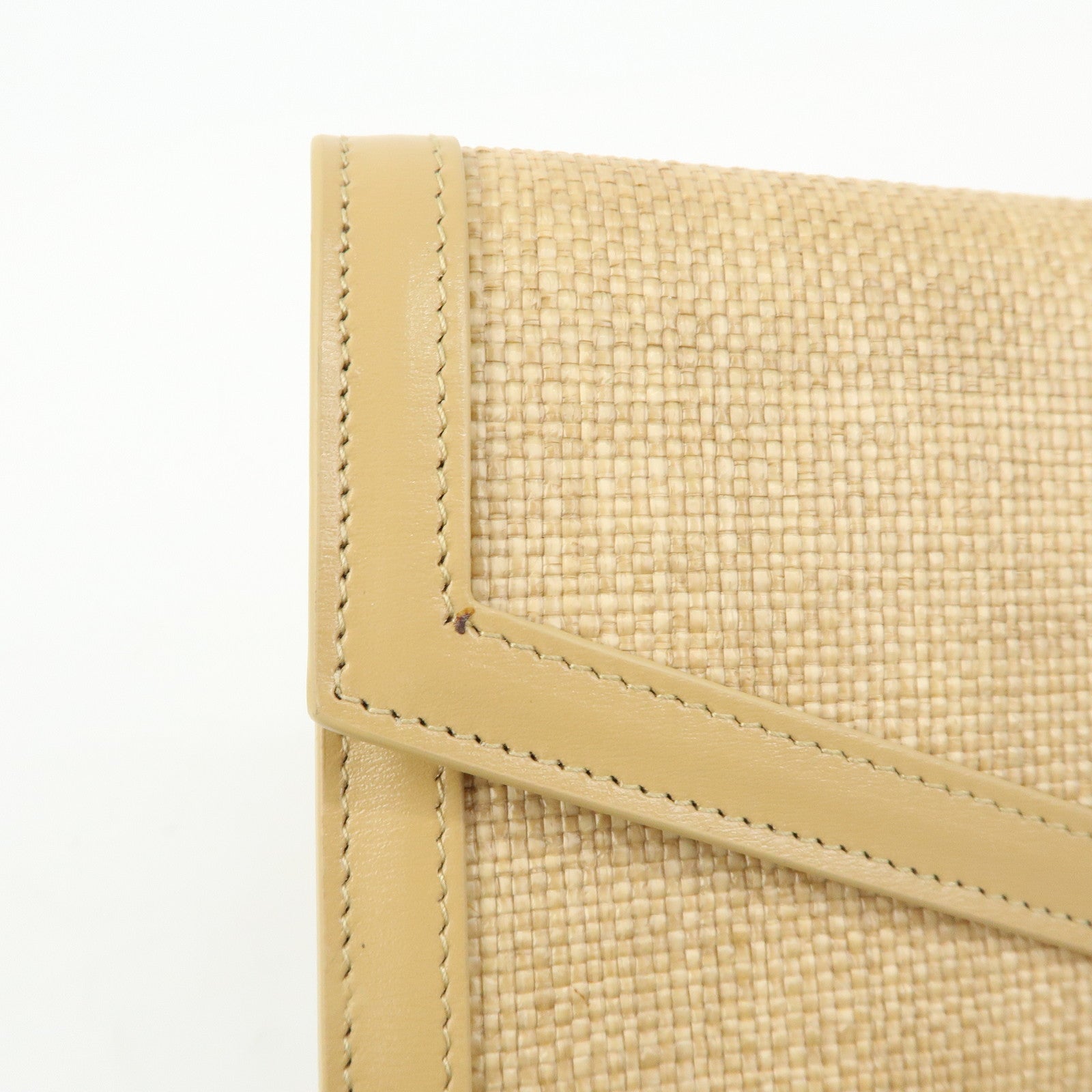 SAINT LAURENT PARIS Uptown Pouch Straw Leather Clutch Bag 565739