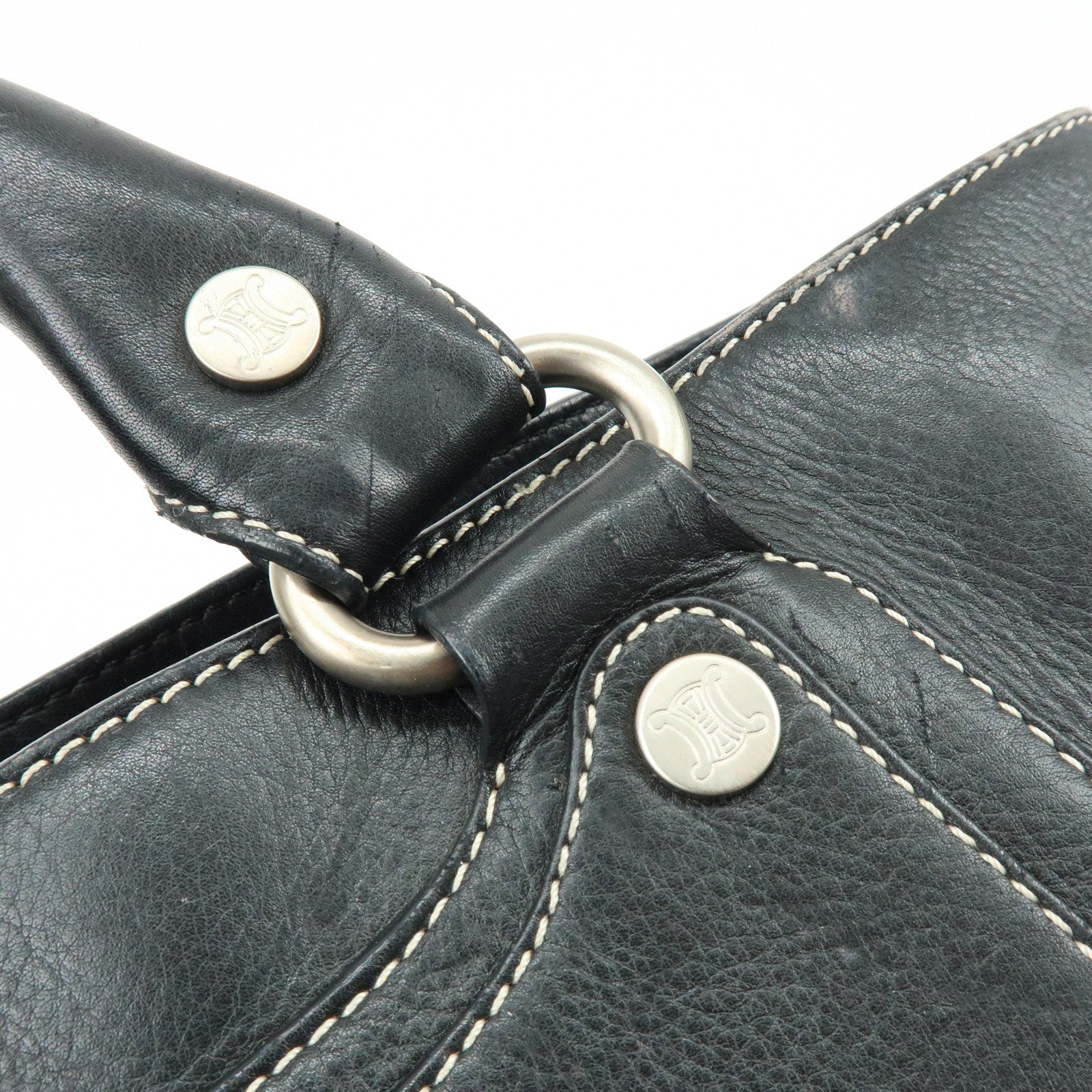 CELINE Macadam Boogie Bag Leather Hand Bag Tote Bag Black