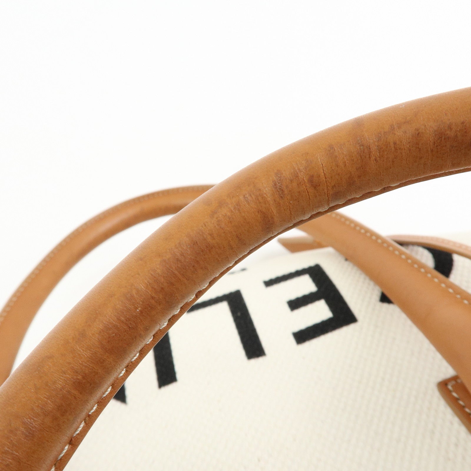 Celine Horizontal Cabas Canvas Leather Tote Bag Natural