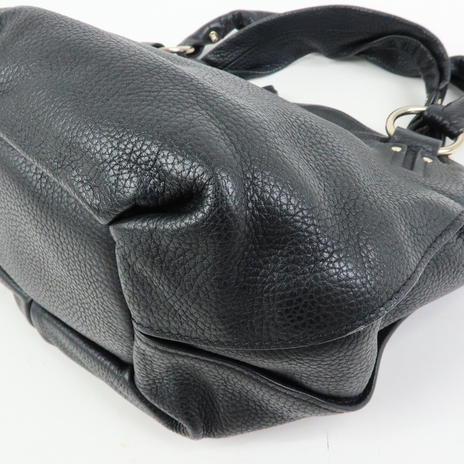 CELINE Macadam Bittersweet Leather Shoulder Bag Hand Bag Black