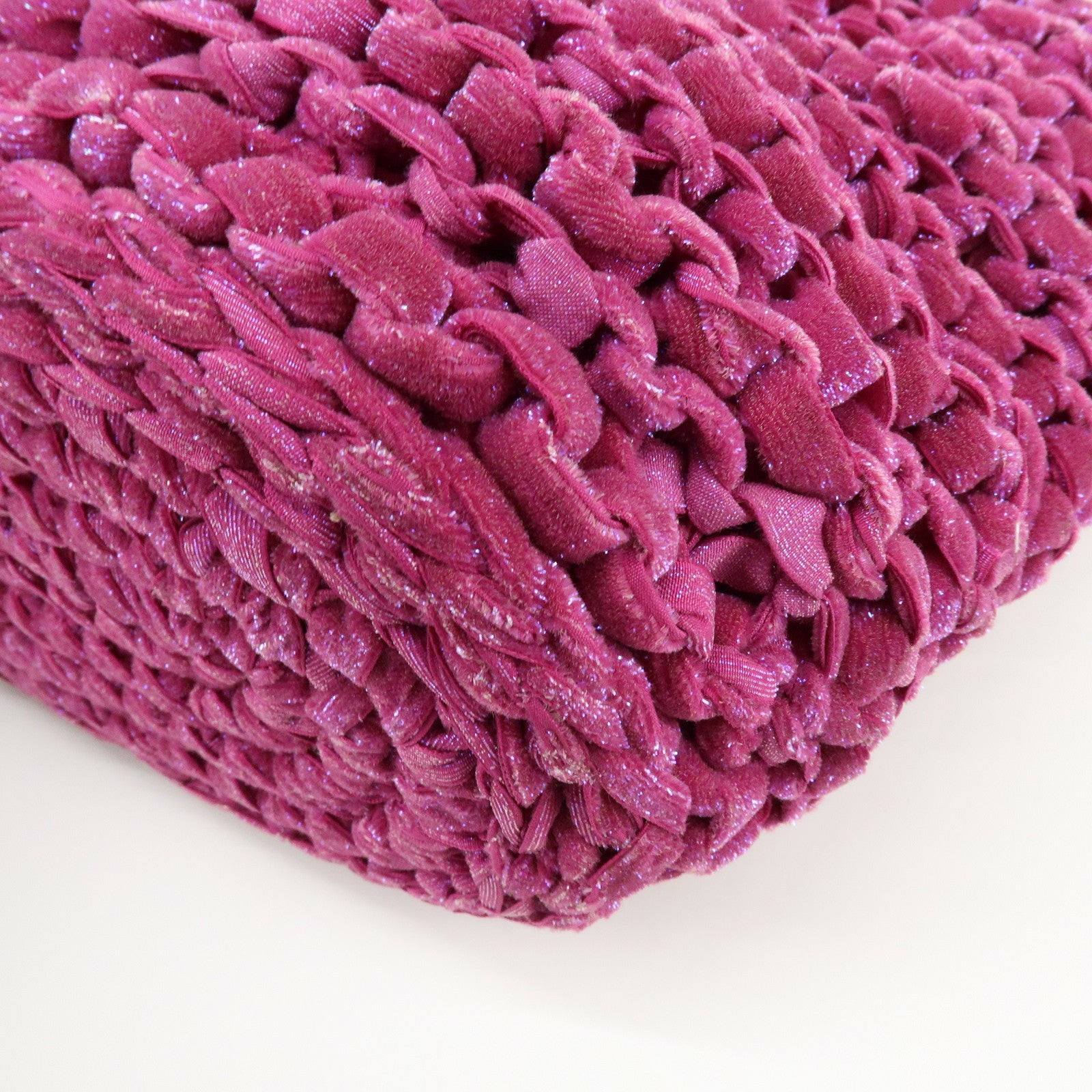 ANTEPRIMA Glitter Velour Yarn Knit Hand Bag Tote Bag Purple