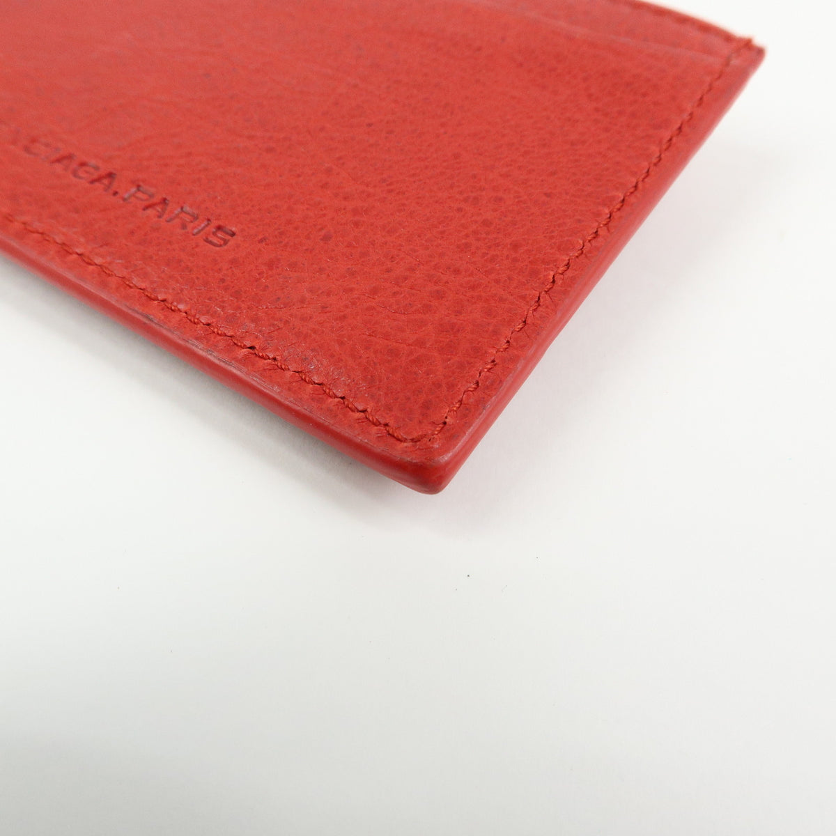 BALENCIAGA City Leather Card Case Red Black 253051