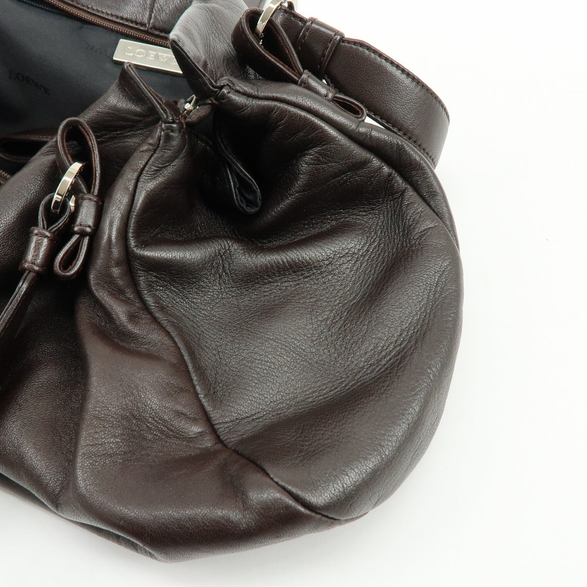 LOEWE Anagram Nappa Leather Shoulder Bag Hand Bag Dark Brown