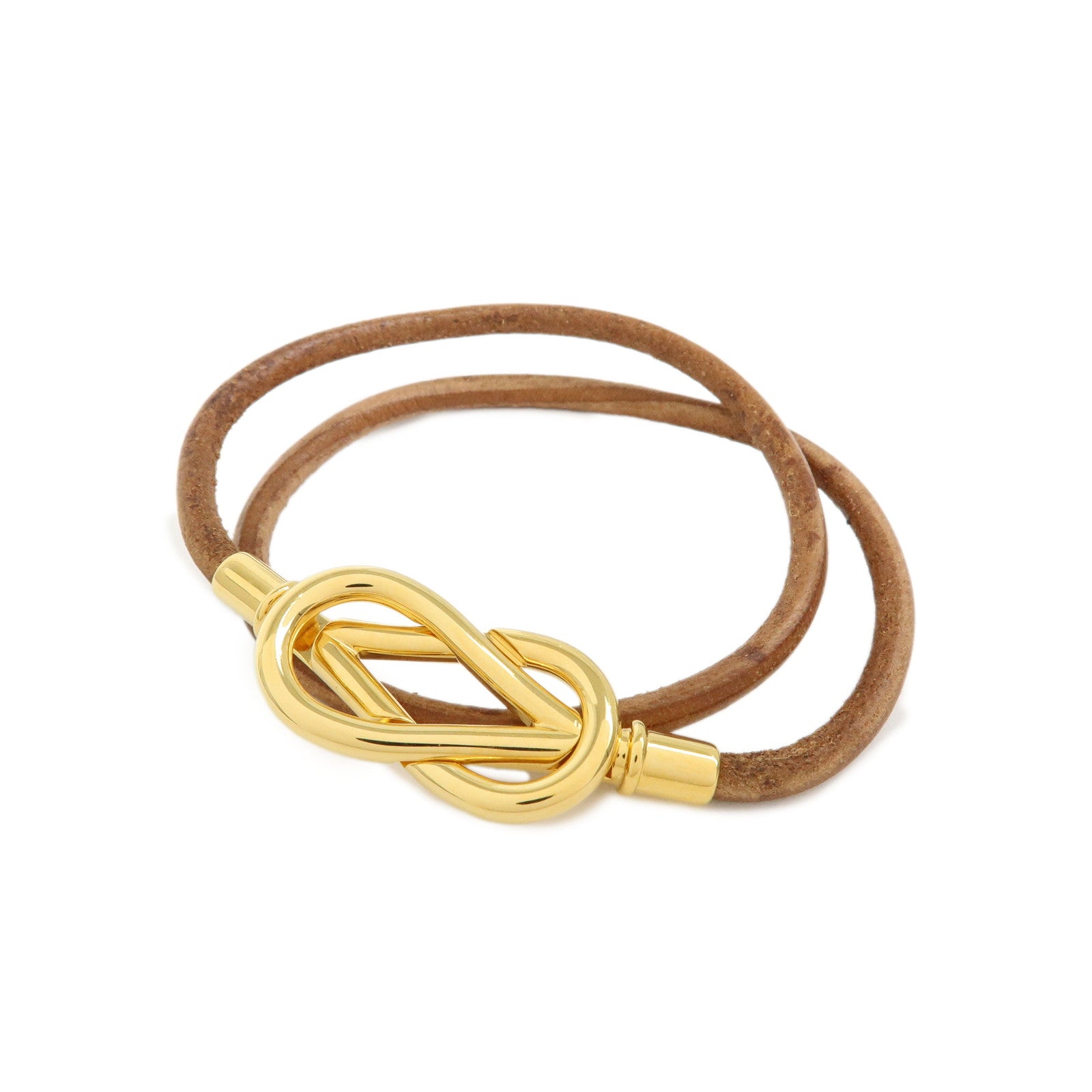 Hermes Atame Double Tour Jumbo Leather Metal Bracelet Choker Brown