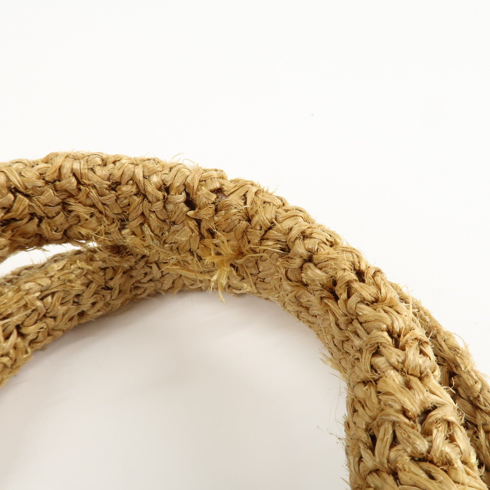 PRADA Triangl Logo Braded Tote Bag Hand Bag Orange Beige Used