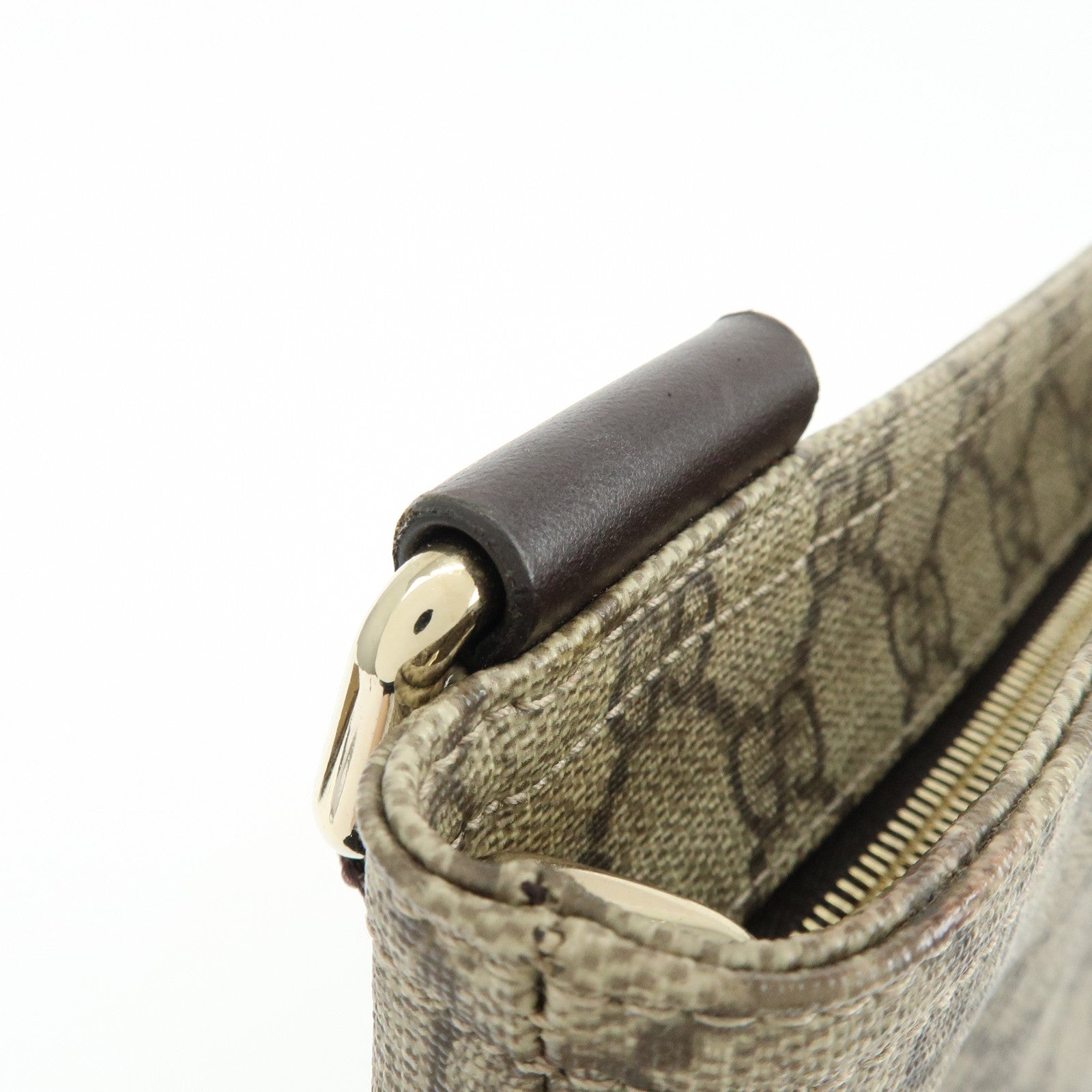GUCCI GG Supreme Leather Shoulder Bag Crossbody Bag Brown Beige 201446