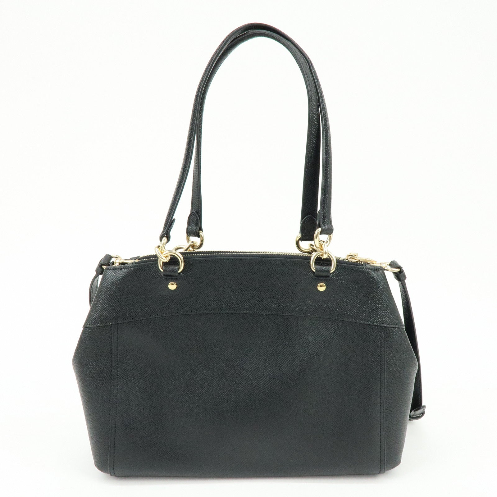COACH Logo Leather 2Way Shoulder Bag Hand Bag Black