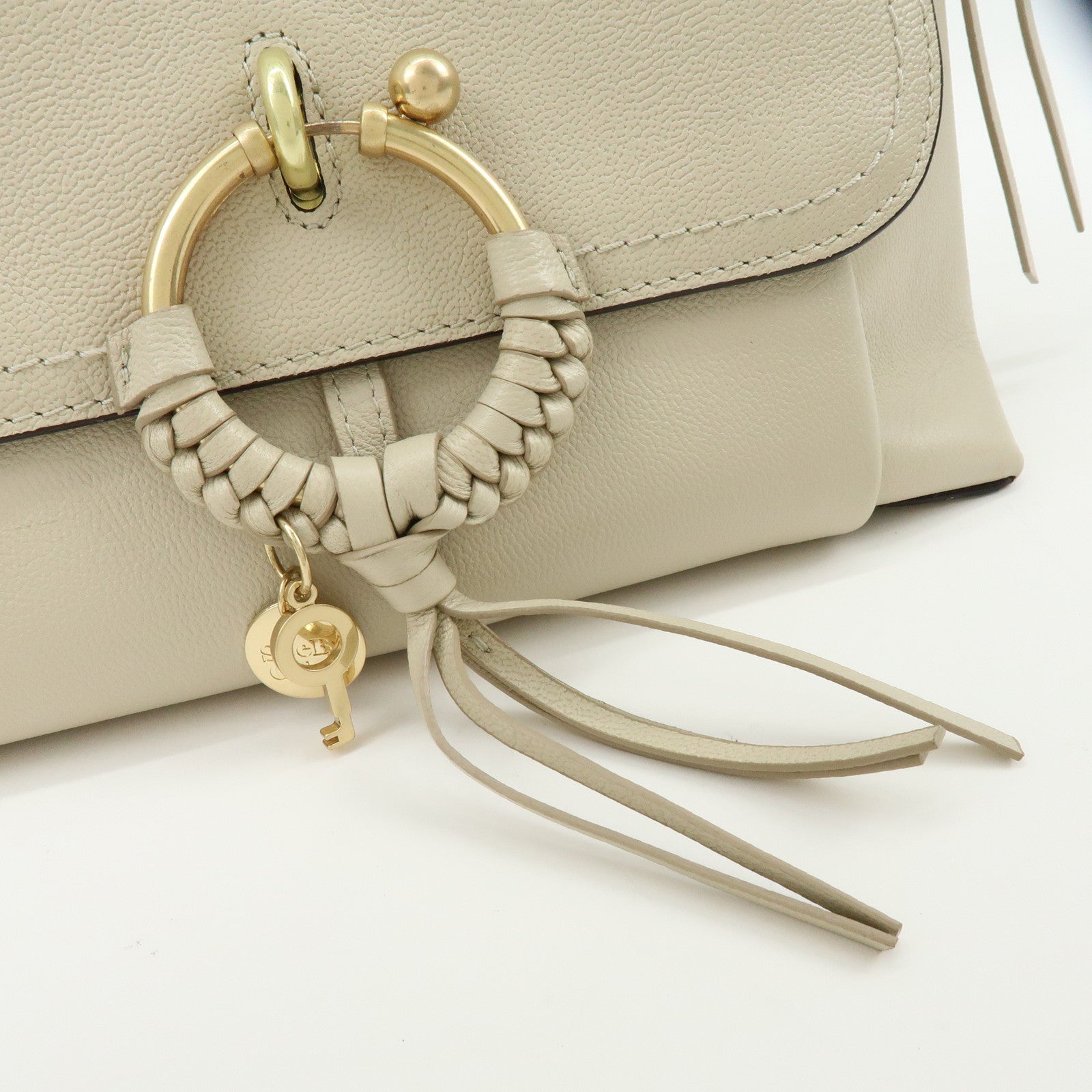 Chloe See By Chloe Joan Leather Shoulder Bag Hand Bag Beige