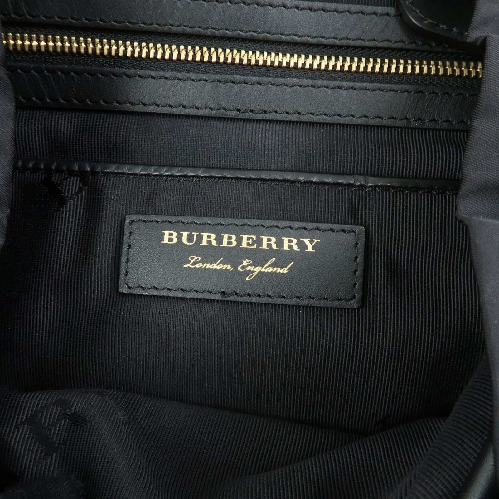 BURBERRY Nylon Leather Backpack Rucksack Gold Chain Black