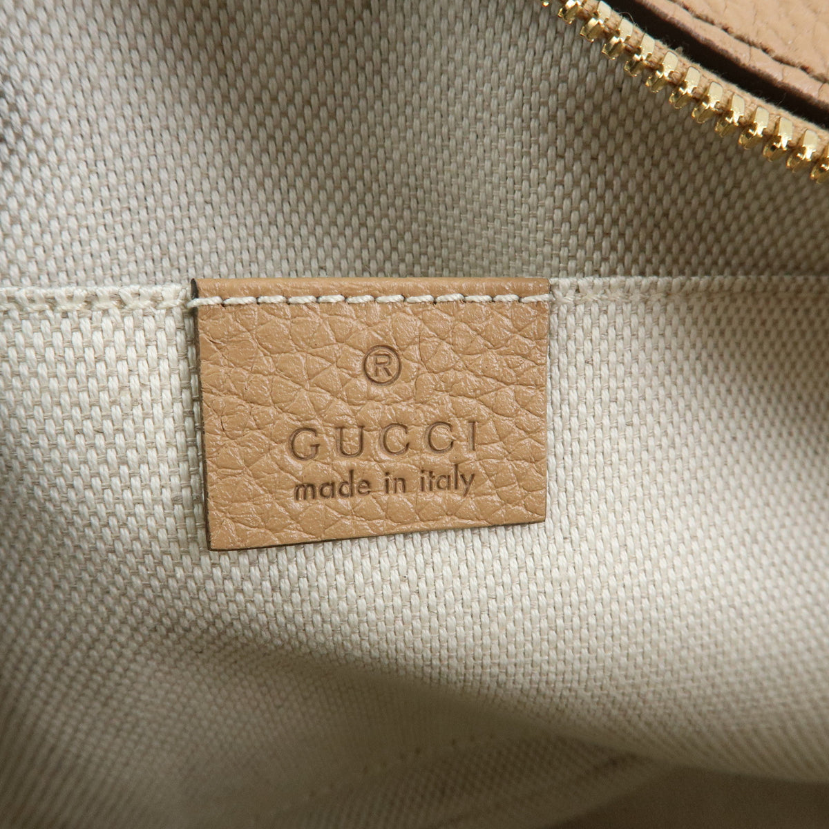 GUCCI SOHO Interlocking G Leather Small Disco Shoulder Bag Beige 308364
