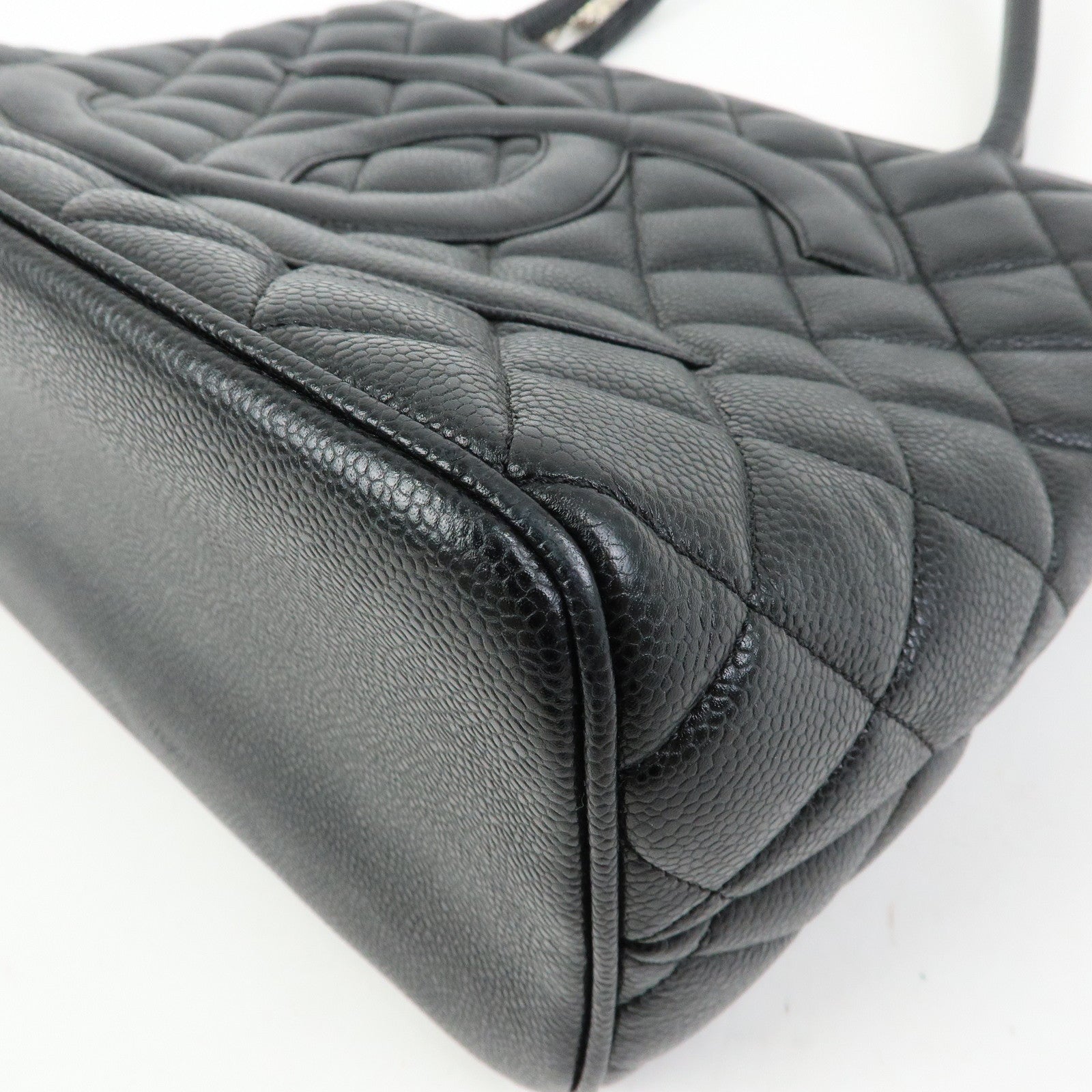 CHANEL Matelasse COCO Mark Medallion Tote Bag Hand Bag Black A01804