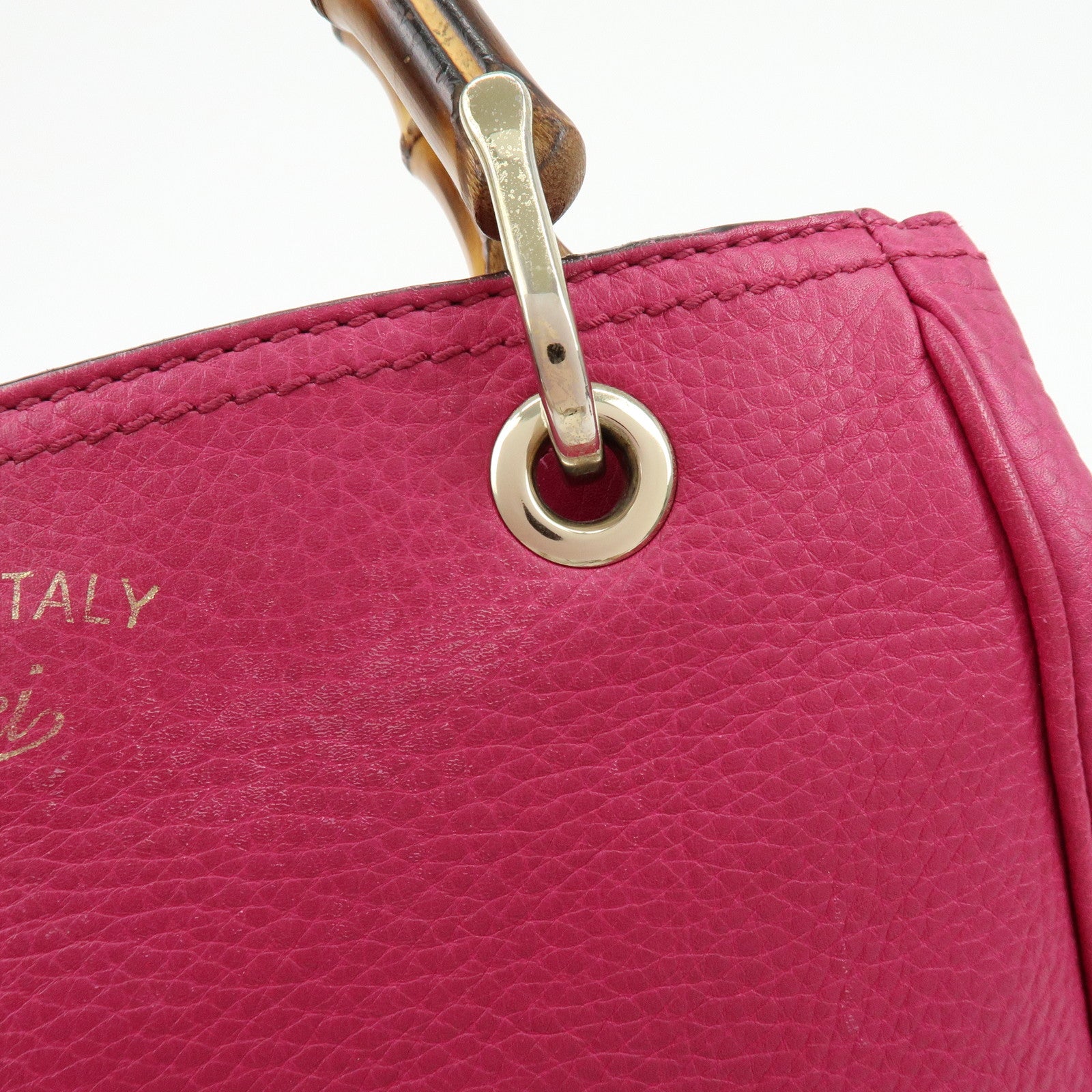 GUCCI Bamboo Shopper Small Leather 2Way Bag Hand Bag Pink 336032