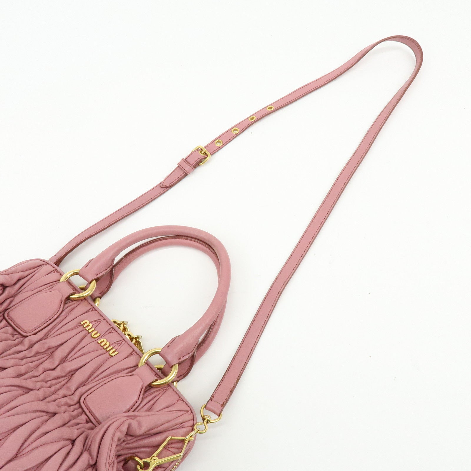 MIU MIU Matelasse Nappa Leather 2Way Hand Bag Shoulder Bag Pink RLN059