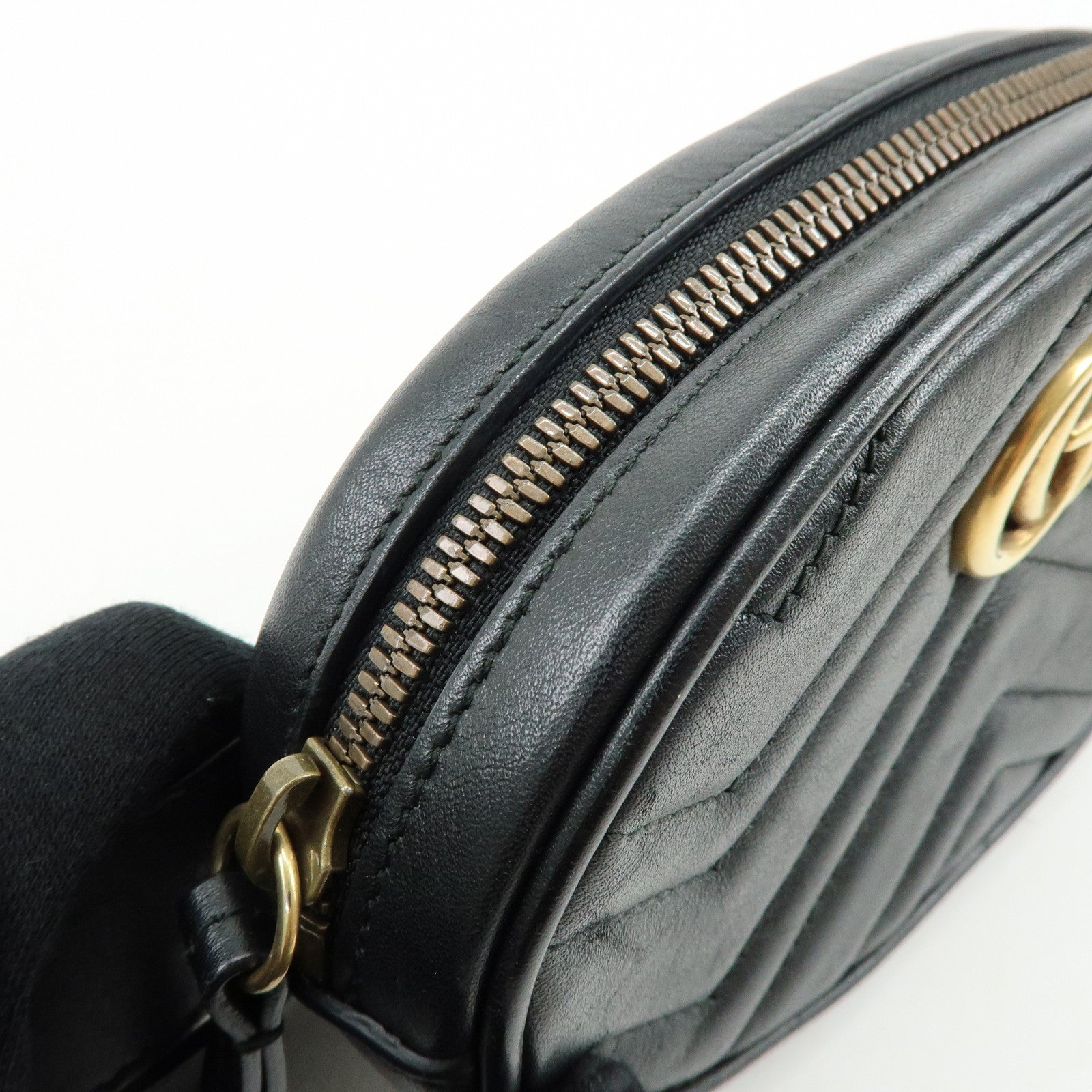GUCCI GG Marmont Leather Waist Bag Crosbody Bag Black 476434