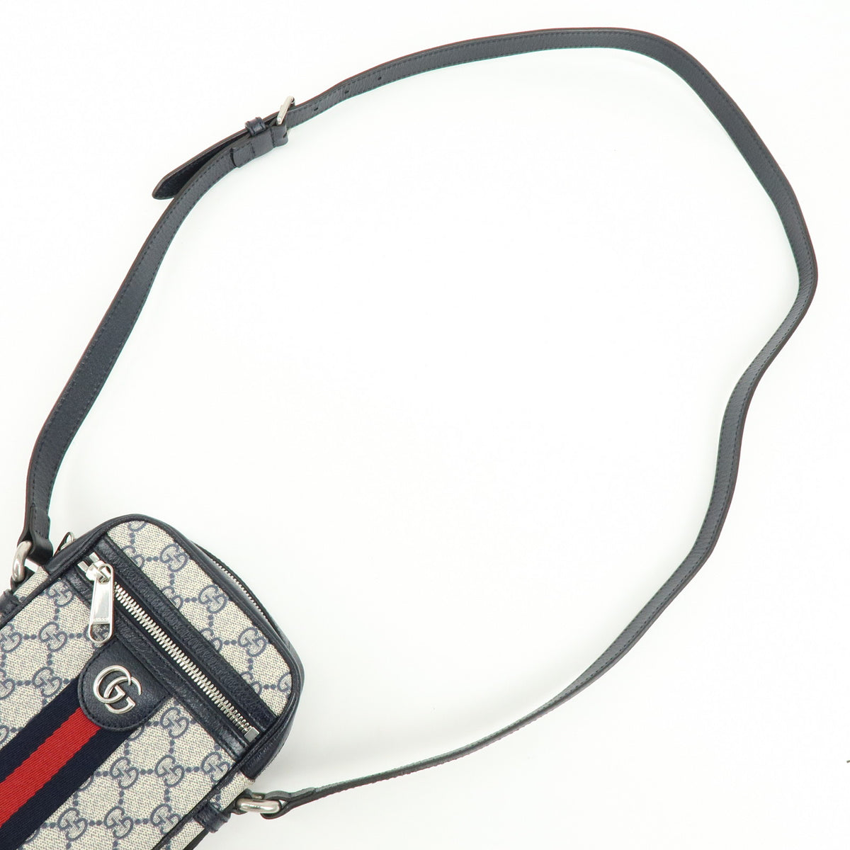 GUCCI Ophidia Sherry GG Supreme Leather Shoulder Bag Dark Navy 598127