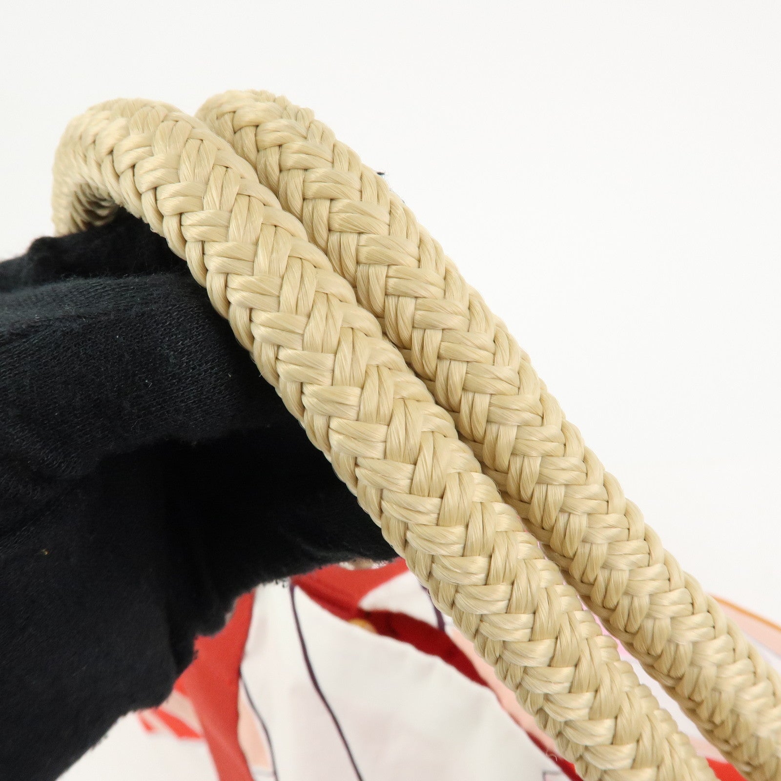 HERMES Cabas Drapeaux Au Vent Cotton Beach Bag Tote Bag Pink Red White