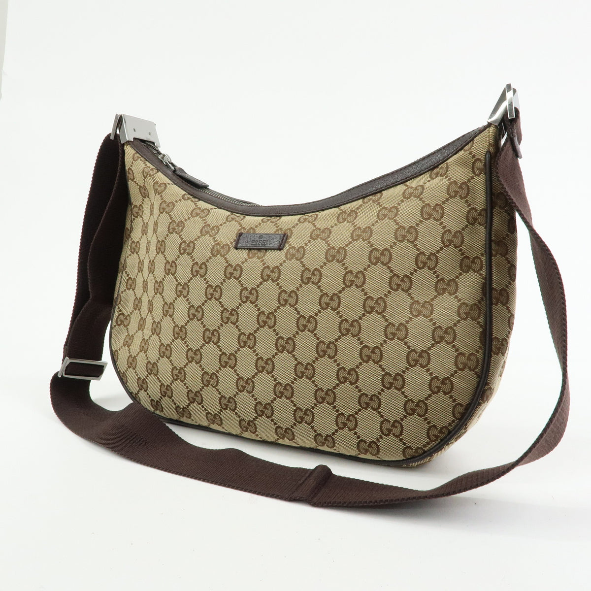 GUCCI GG Canvas Leather Shoulder Bag Crossbody Bag Beige Brown 122790