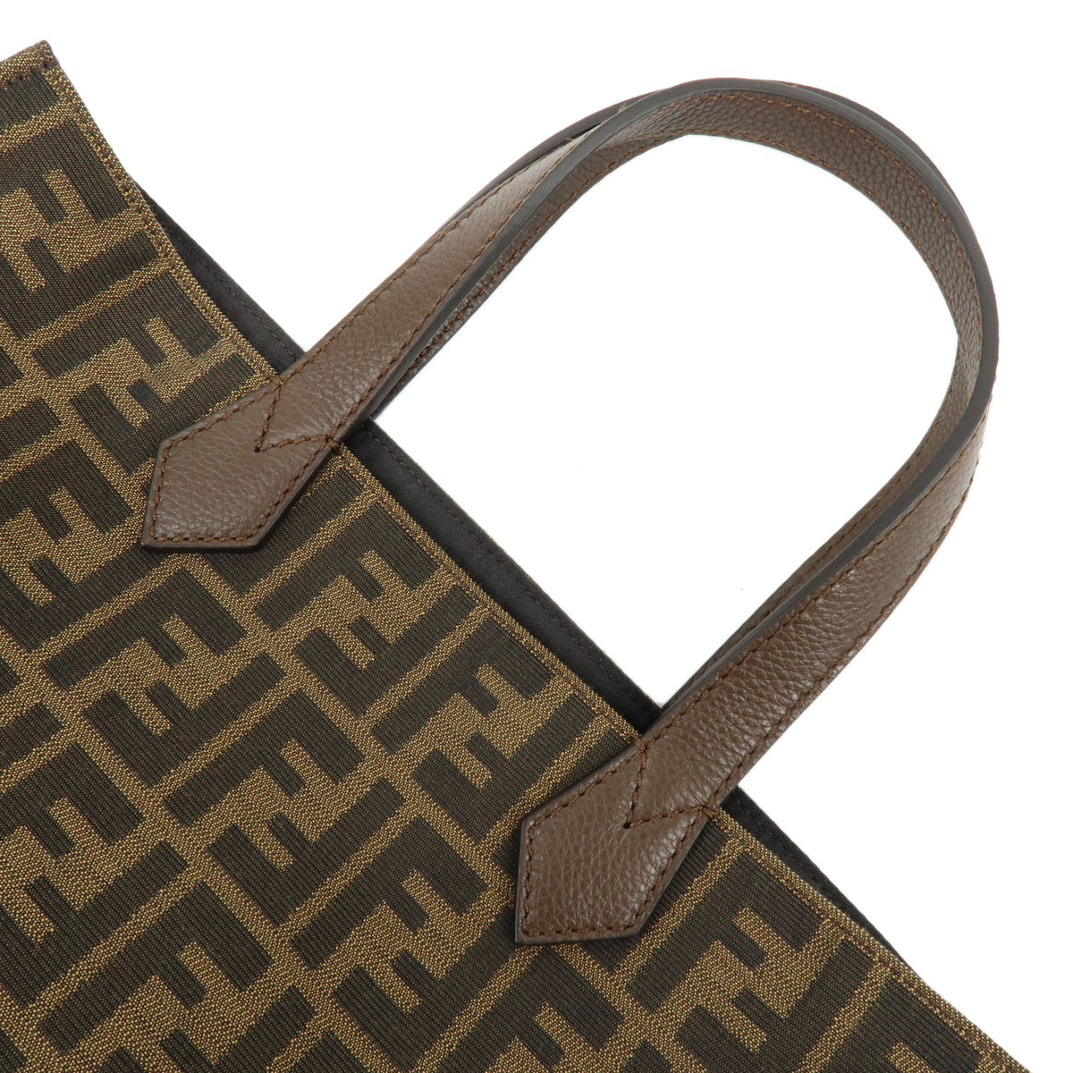 FENDI Zucca Canvas Leather Tote Bag Hand Bag Brown Black 8BH263