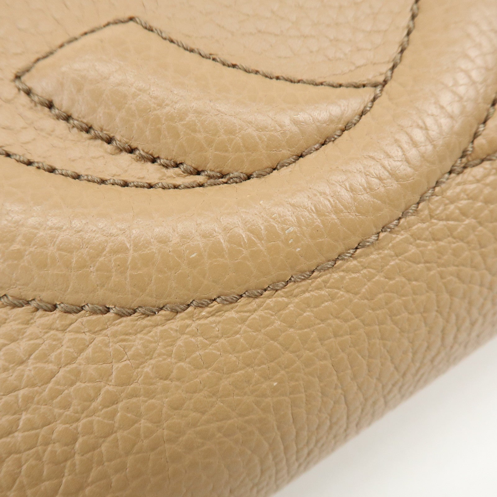 GUCCI SOHO Interlocking G Leather Chain Shoulder Bag Beige 536196