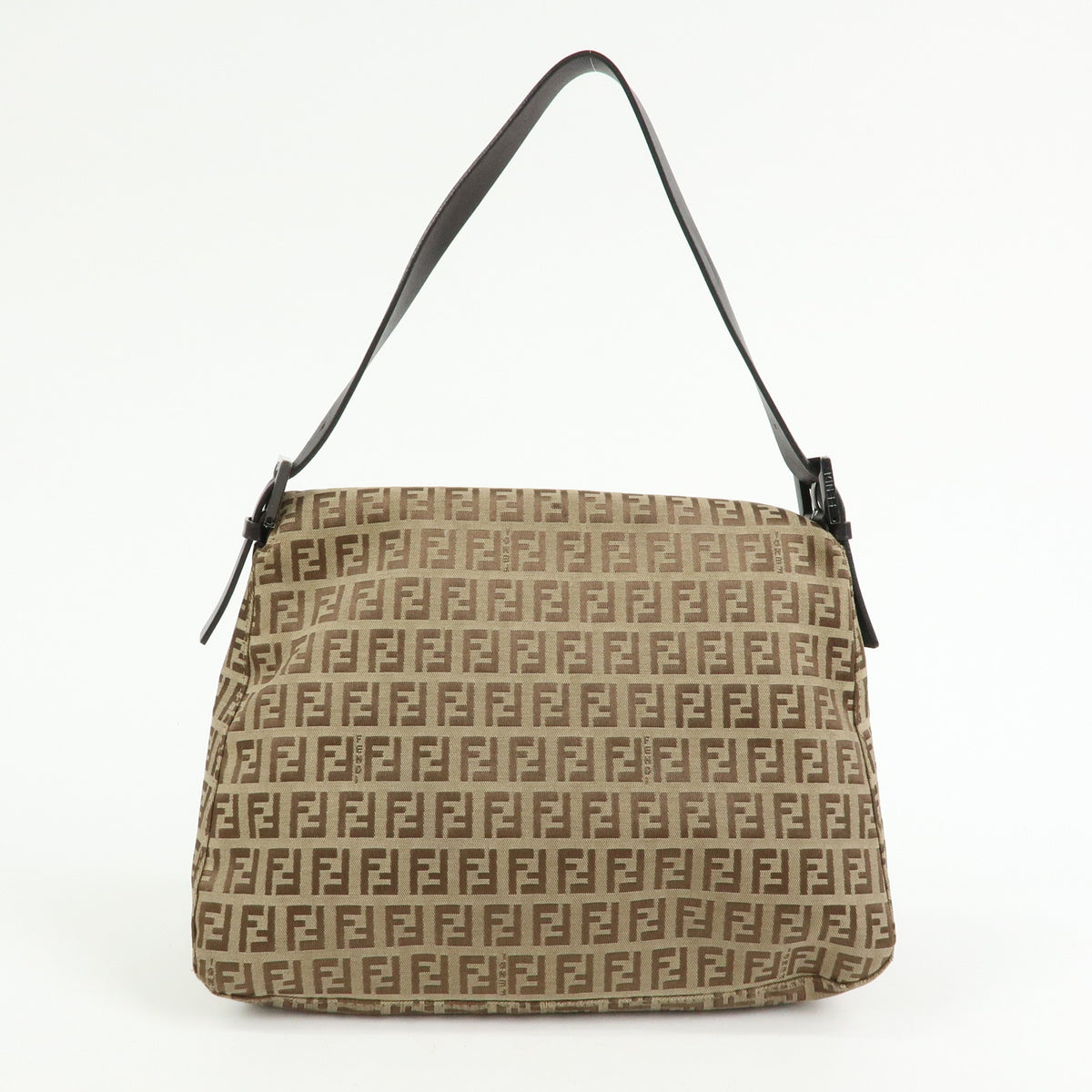 FENDI Mamma Baguette Zucchino Canvas Leather Shoulder Bag 8BR001