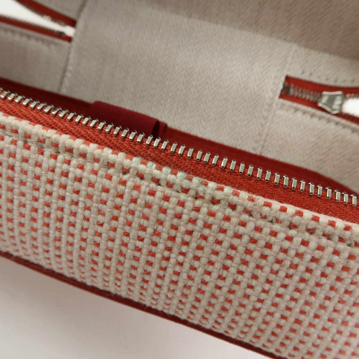 HERMES Toile H Escale Cosmetic Pouch Accesory Pouch Vermilion