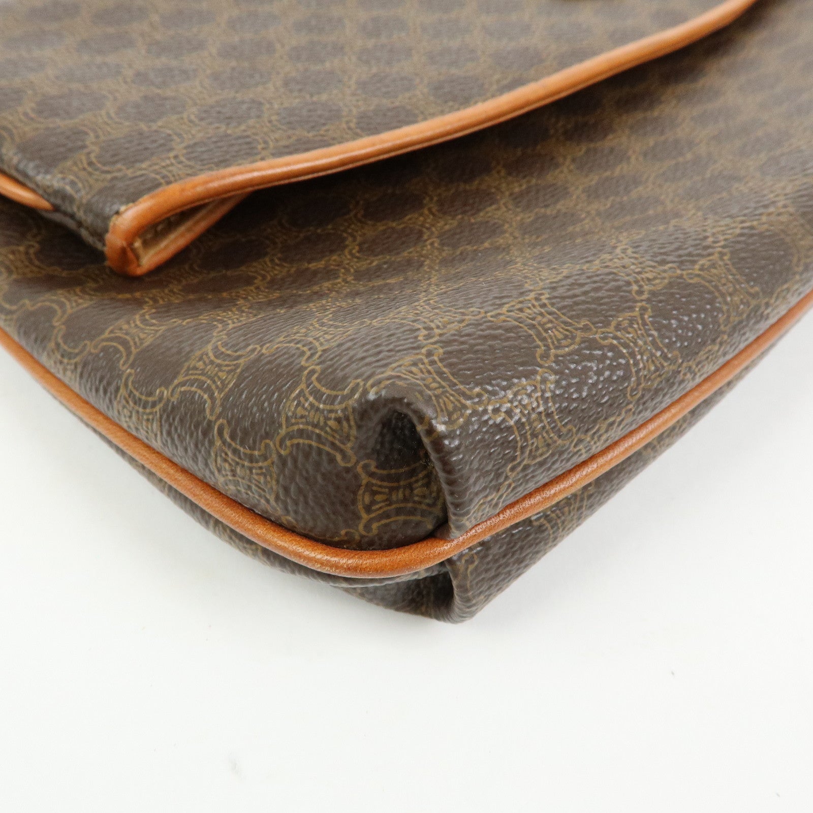 CELINE Macadam Leather Flap Clutch Bag Brown