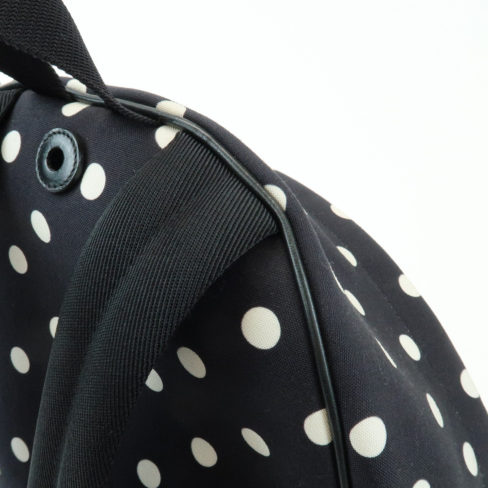 SAINT LAURENT PARIS City Canvas Backpack Rucksack Polka Dot Black White