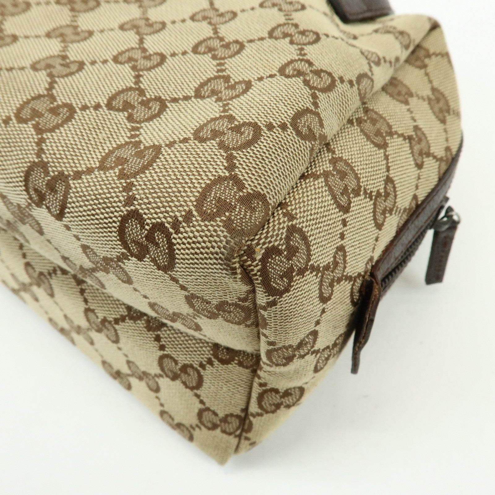GUCCI GG Canvas Leather Hand Bag Mini Boston Bag Beige Brown 124542