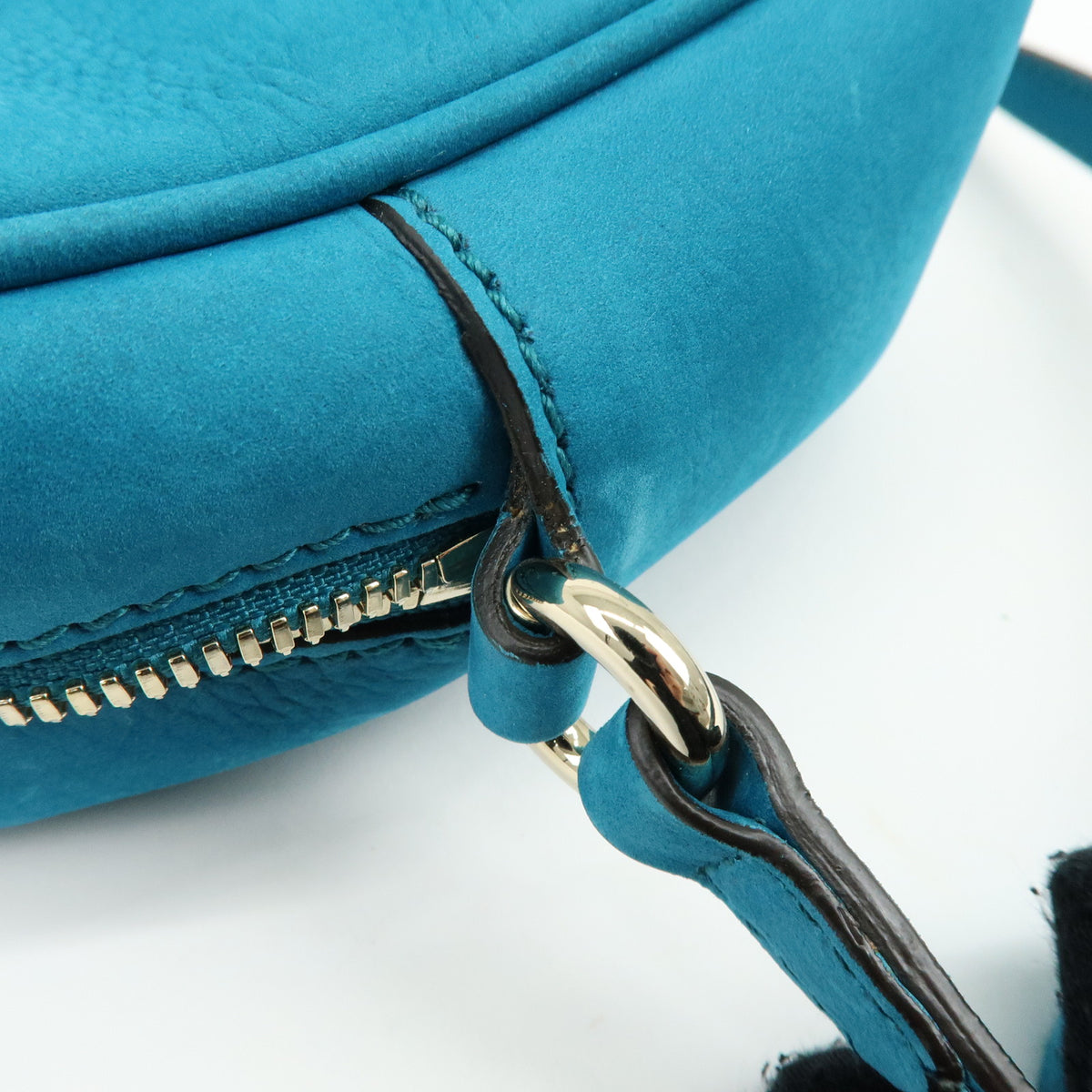 GUCCI SOHO Interlocking G Leather Disco Bag Shoulder Bag Blue 308364
