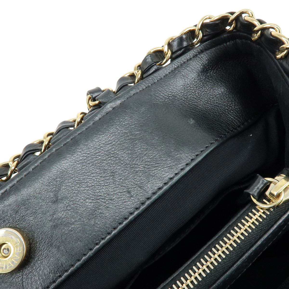 CHANEL COCO Mark Chain Me Calf Skin Chain Shoulder Bag Black