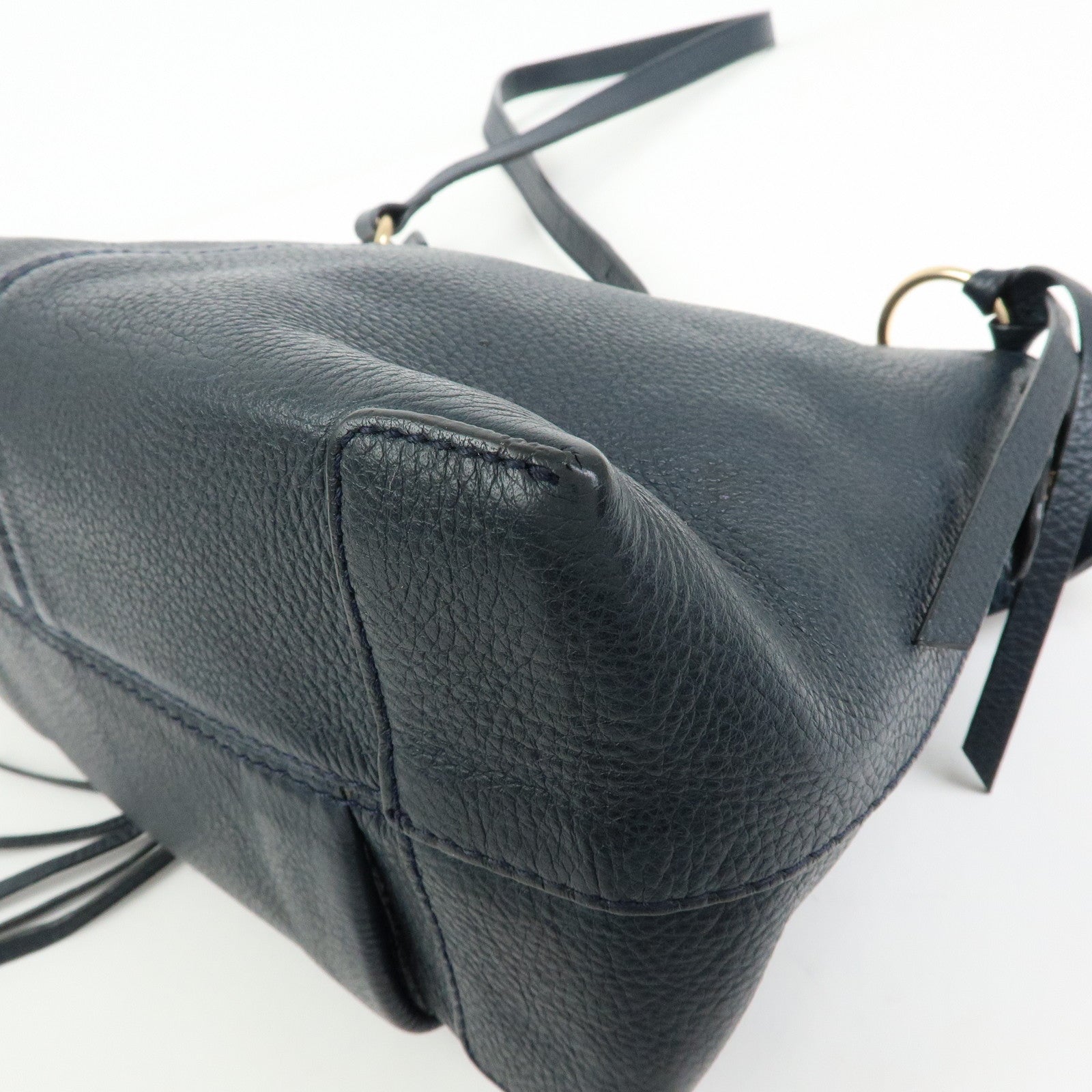 Chloe See by Chloe Joan Leather Suede 2Way Shoulder Bag Dark Navy
