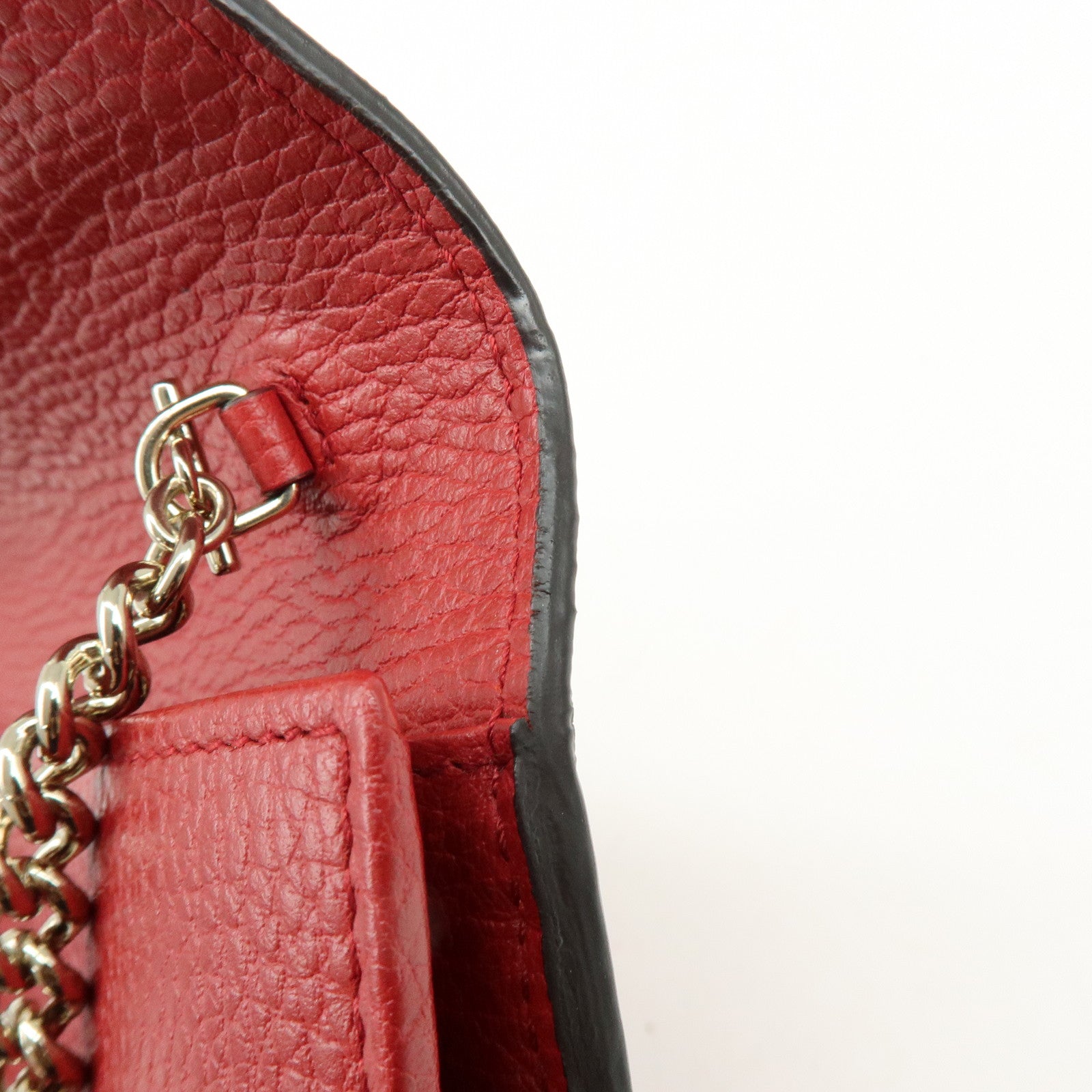 GUCCI Interlocking G Leather Chain Wallet Shoulder Bag Red 510314