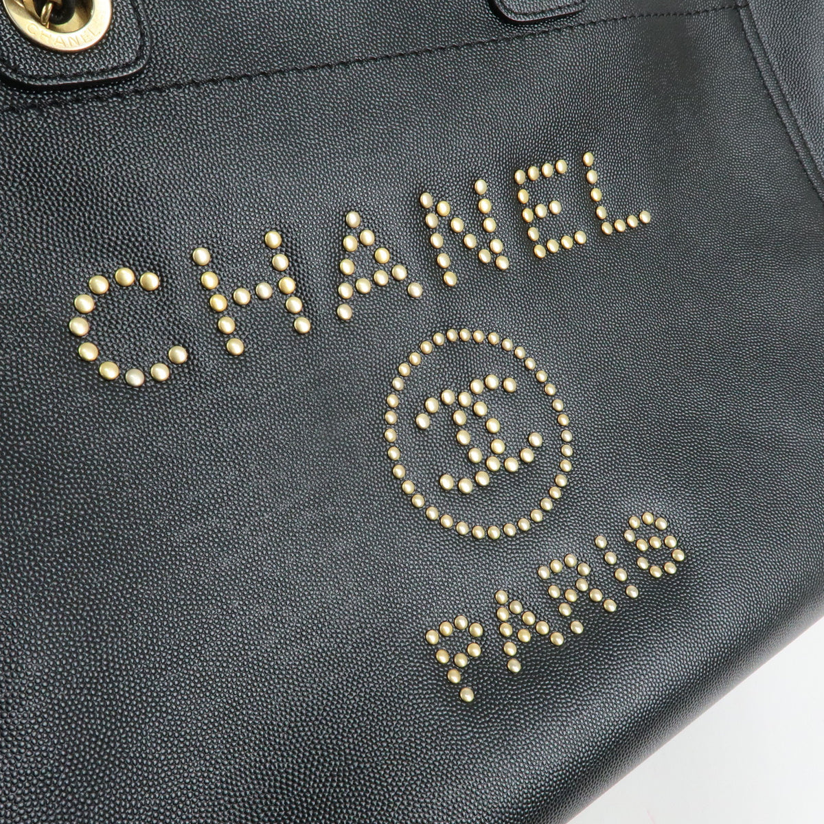 CHANEL Deauville GM Caviarskin 2Way Tote Bag Shoulder Bag Black A66941