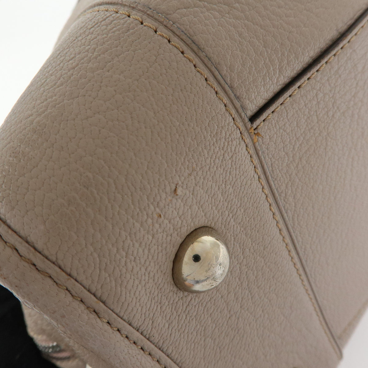 LOEWE Anagram Amazona 36 Leather Hand Bag Boston Bag Greige