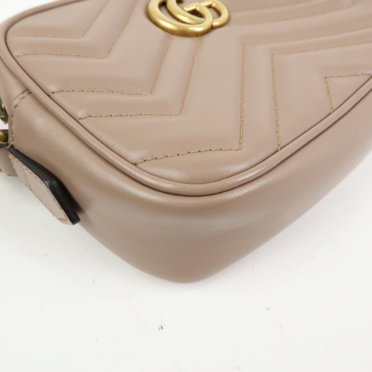 GUCCI GG Marmont Double G Leather Chain Shoulder Bag Pink 448065
