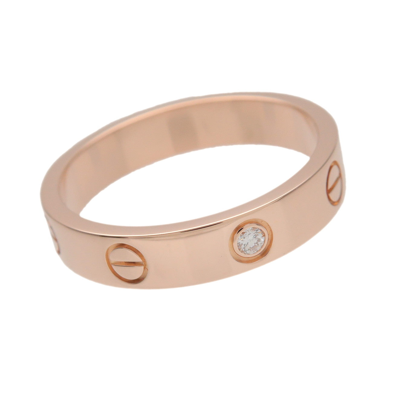 Cartier Mini Love 1P Diamond Ring K18 750PG #55 US7.25 EU55 HK16