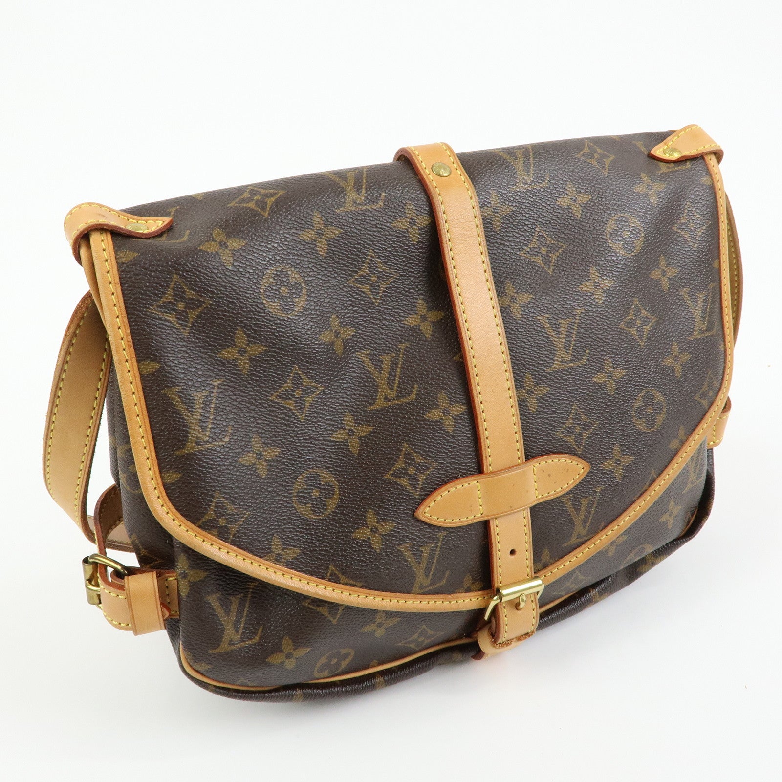 Louis Vuitton Monogram Saumur 30 Shoulder Crossbody Bag Brown M42256