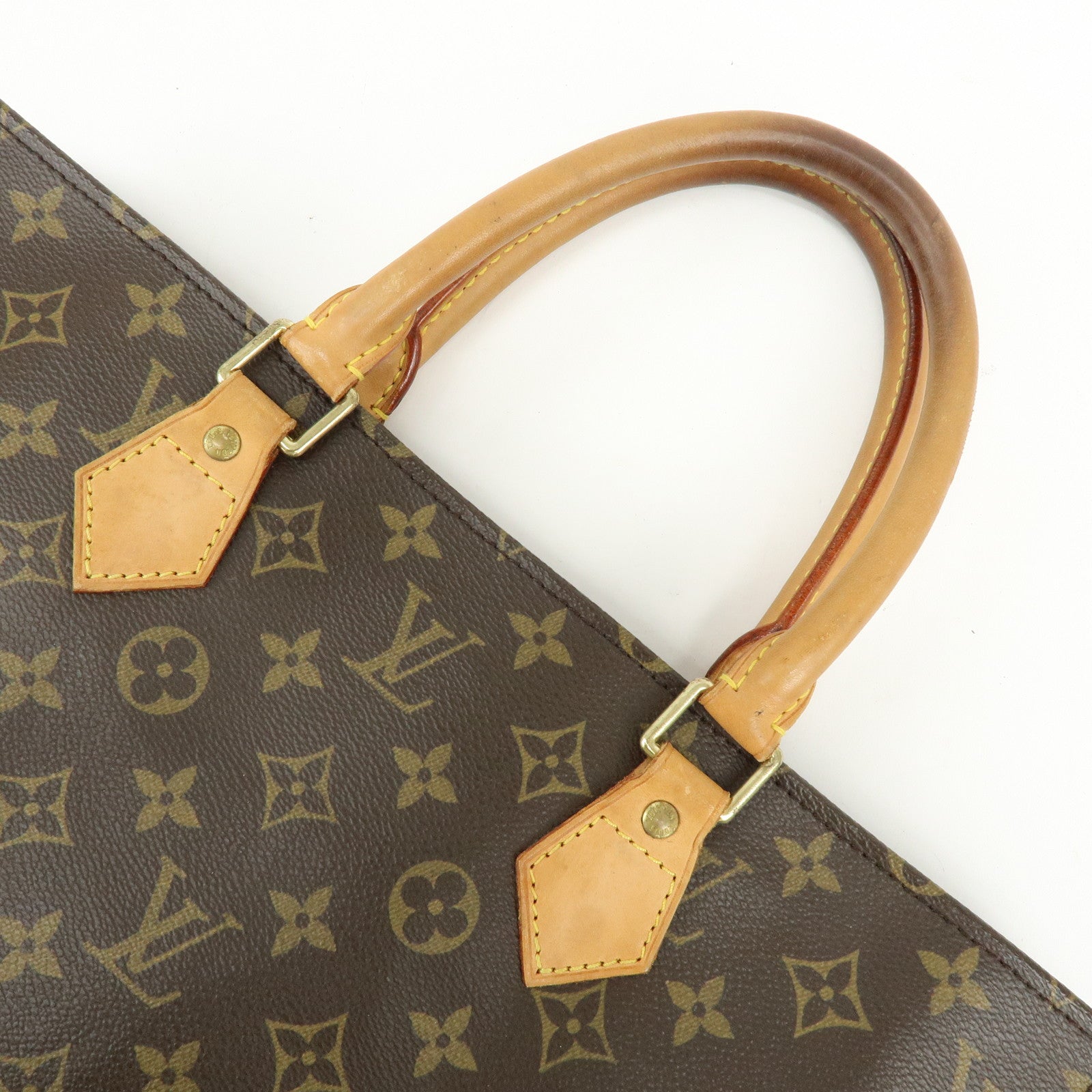 Louis Vuitton Monogram Sac Plat Tote Bag Hand Bag Brown M51140